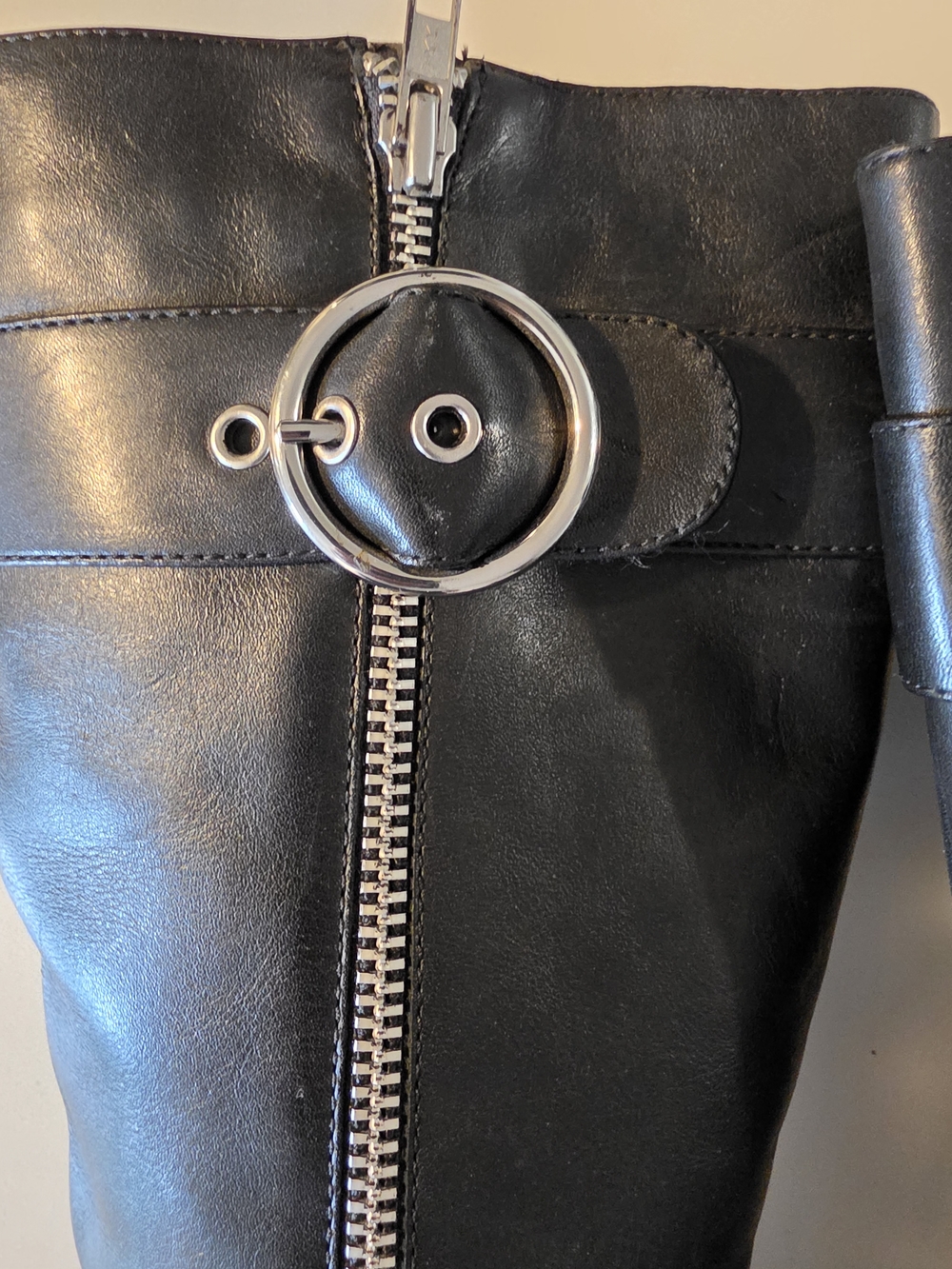 Ecco Black Leather Mid-Calf Heeled Boots with Decorative Buckles - Picture 4 of 7